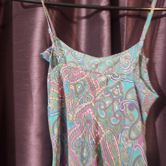 Pink Label Victoria's Secret Teal Paisley Chemise Slip Lingerie Dress Sm - Picture 9 of 15